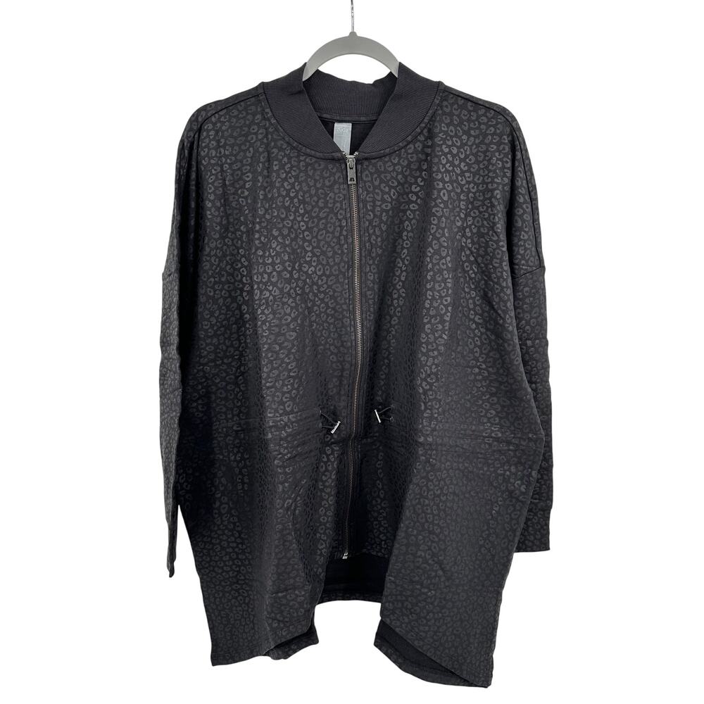 zuda Z-knit animal printed bomber jacket with asymmetrical hemline Size 1X